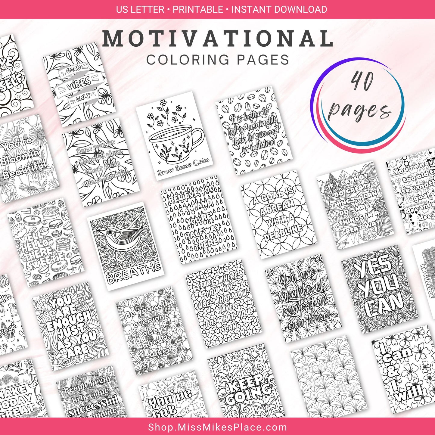 40 Printable Motivational Coloring Pages
