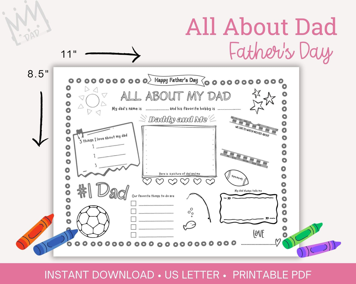 All About My Dad printable activity sheet