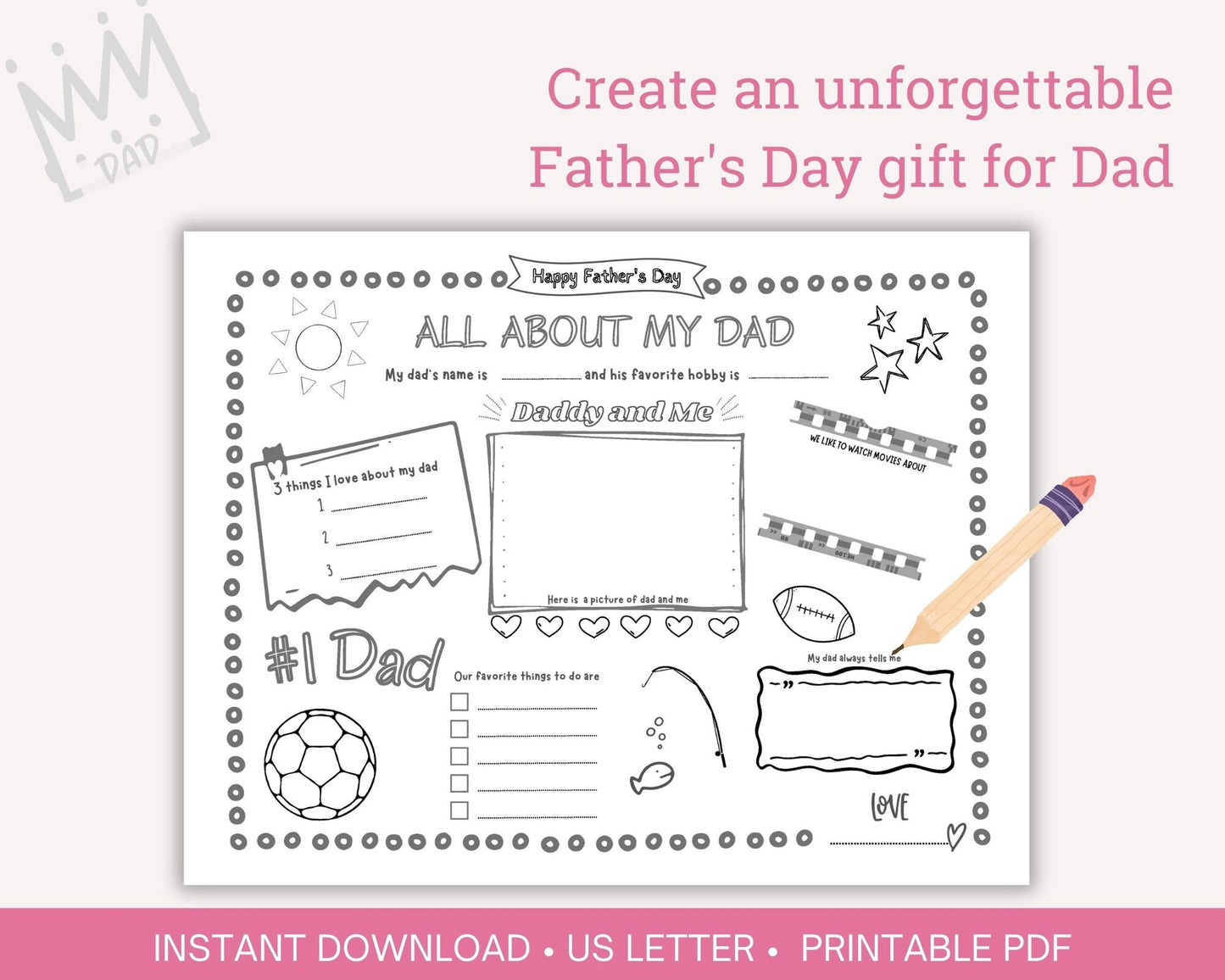 All About My Dad printable activity sheet