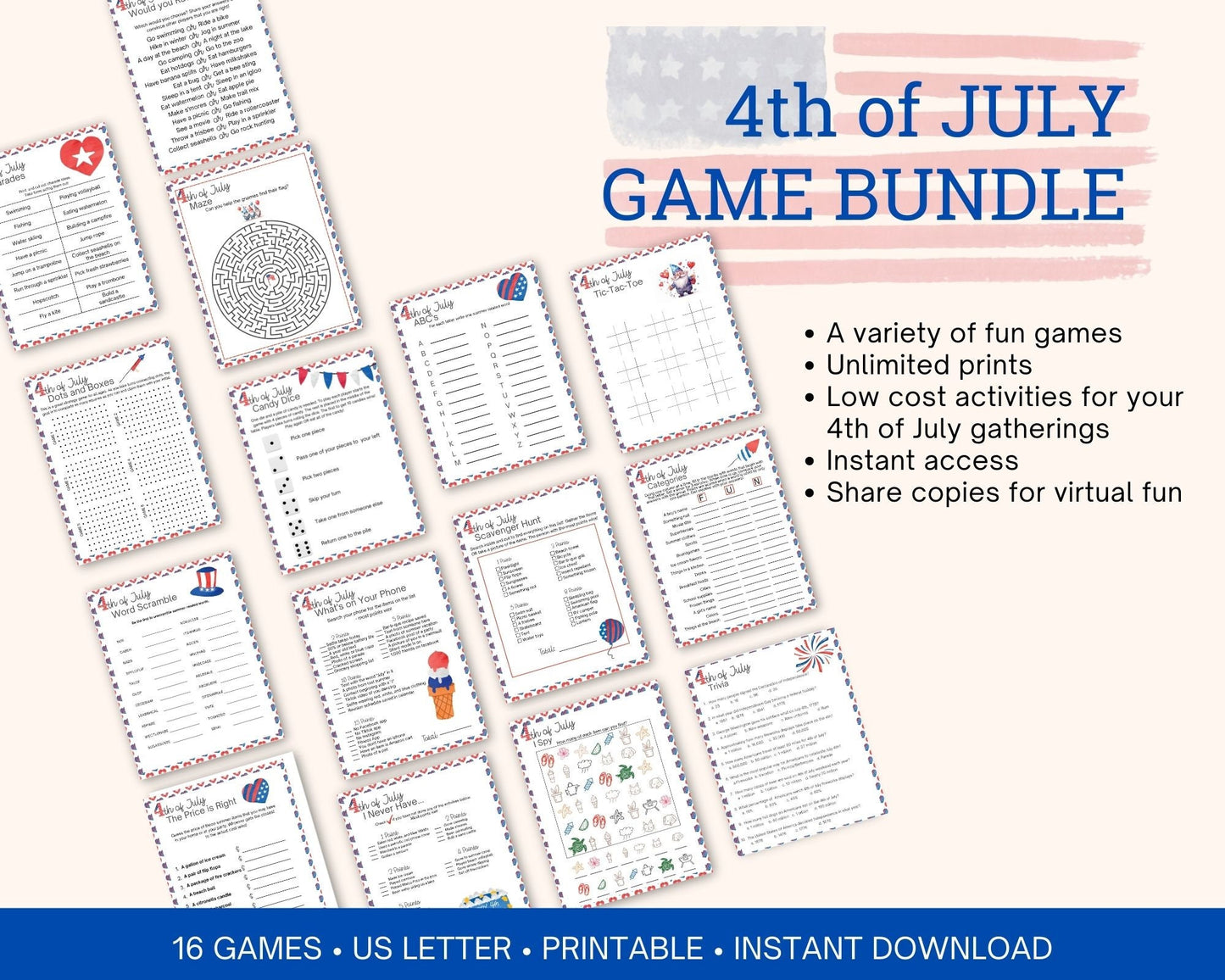 4th of July Party Printable Party Games