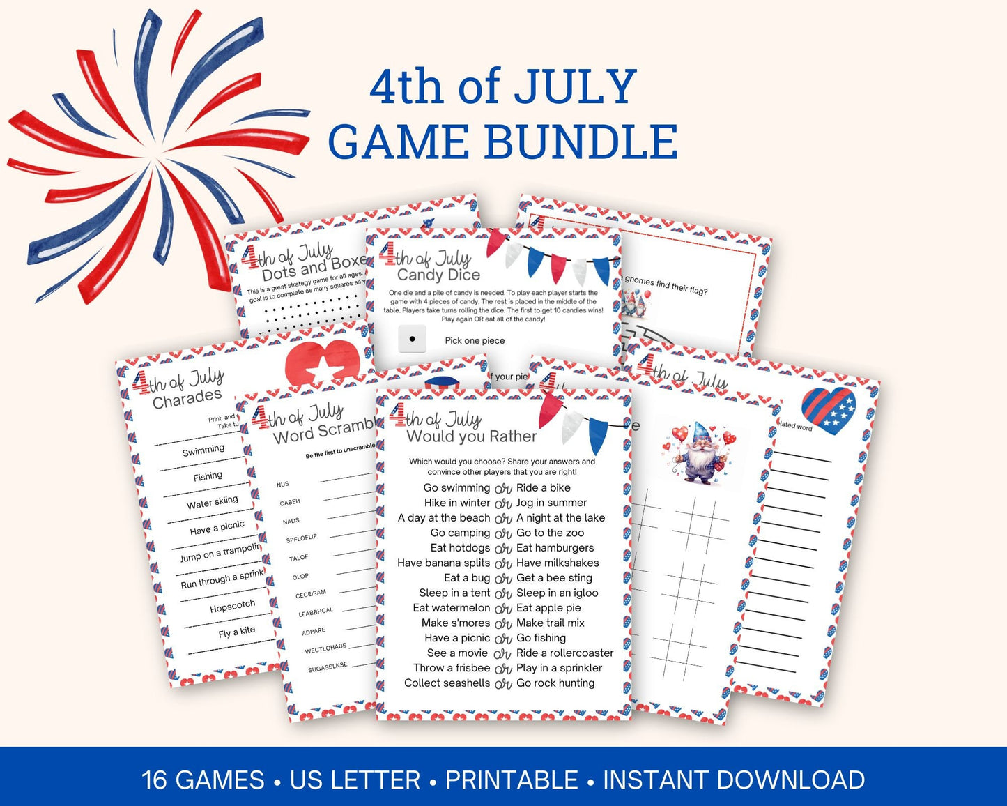 4th of July Party Printable Party Games
