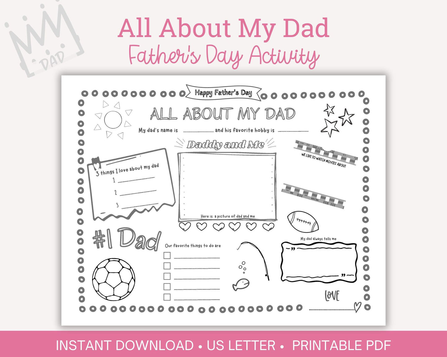 All About My Dad printable activity sheet