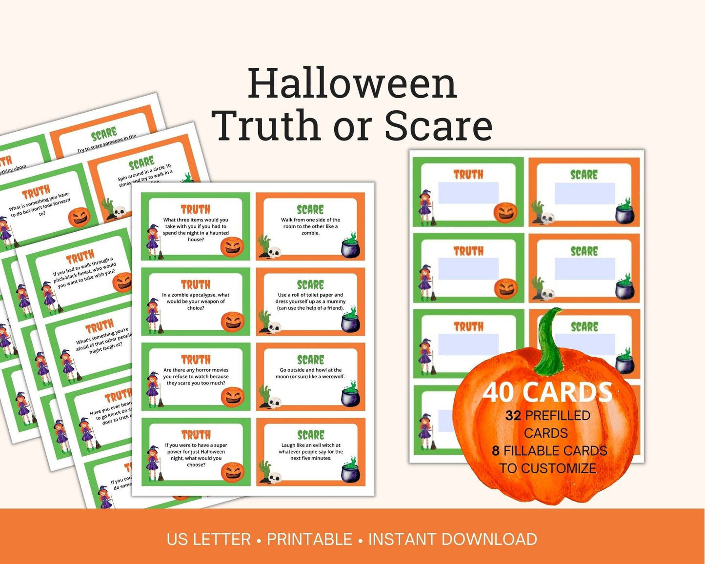 Halloween Truth or Scare Printable Party Game
