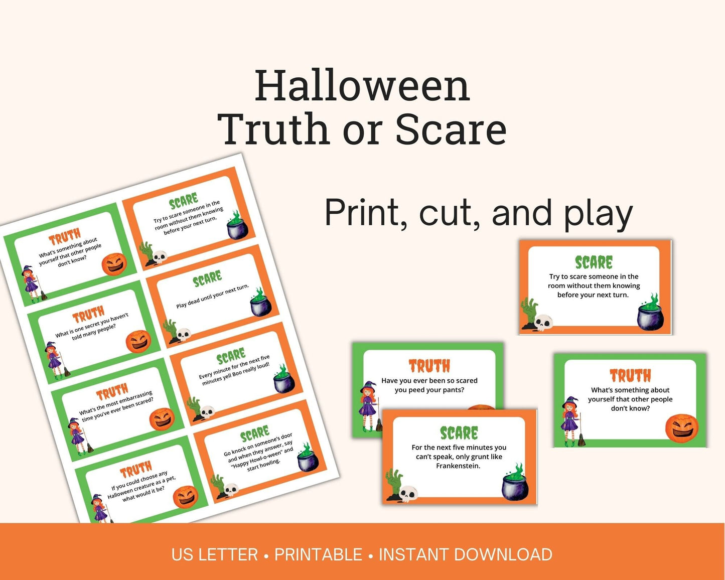 Halloween Truth or Scare Printable Party Game