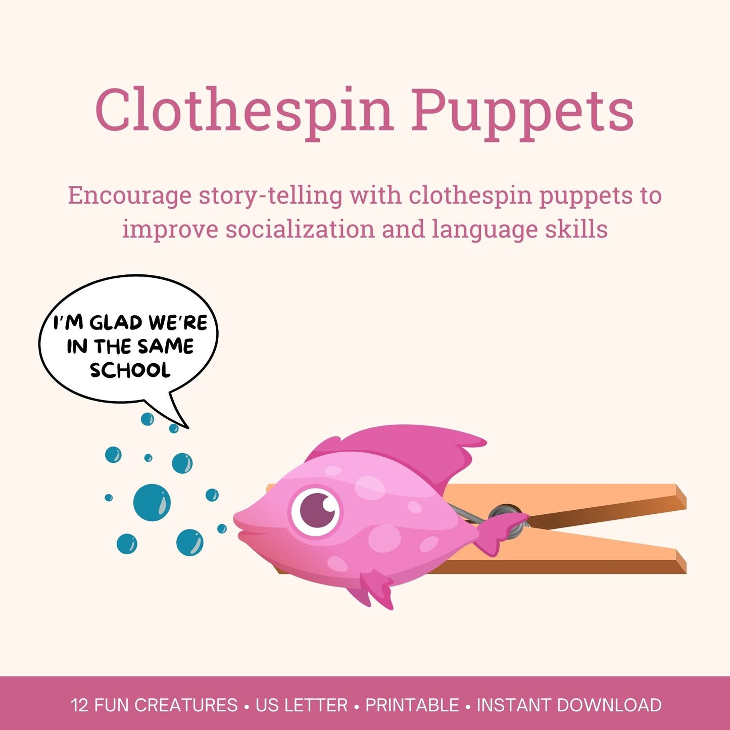 Printable Clothespin Puppets craft for kids