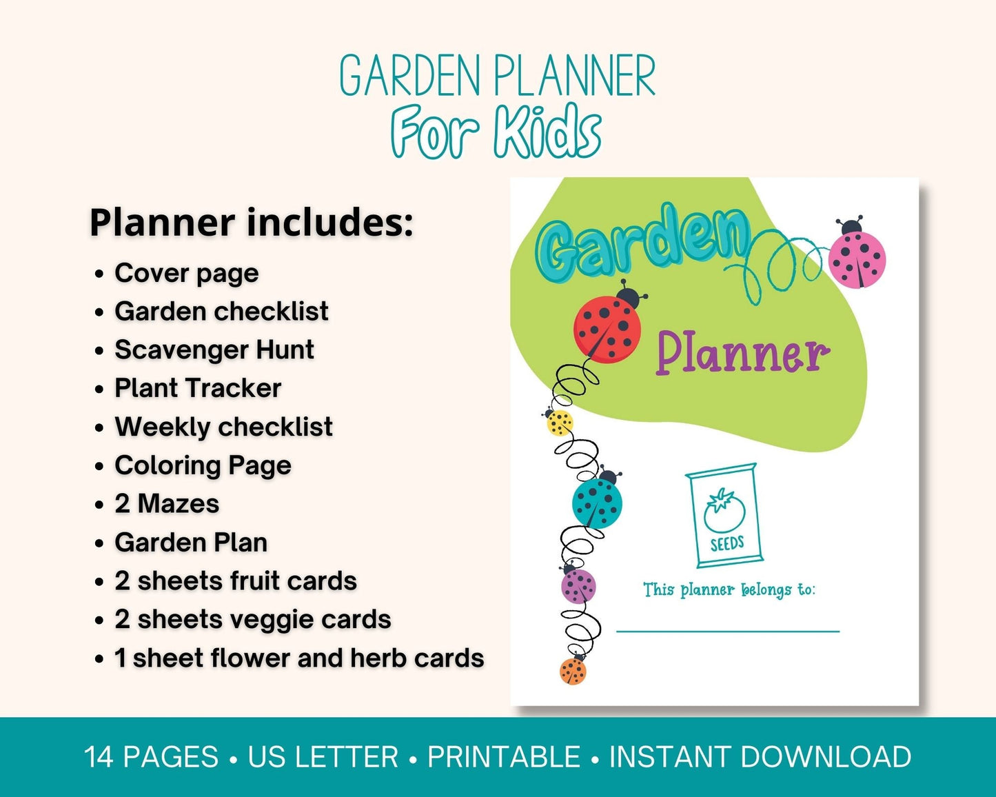 Gardening with kids printable Garden Planner