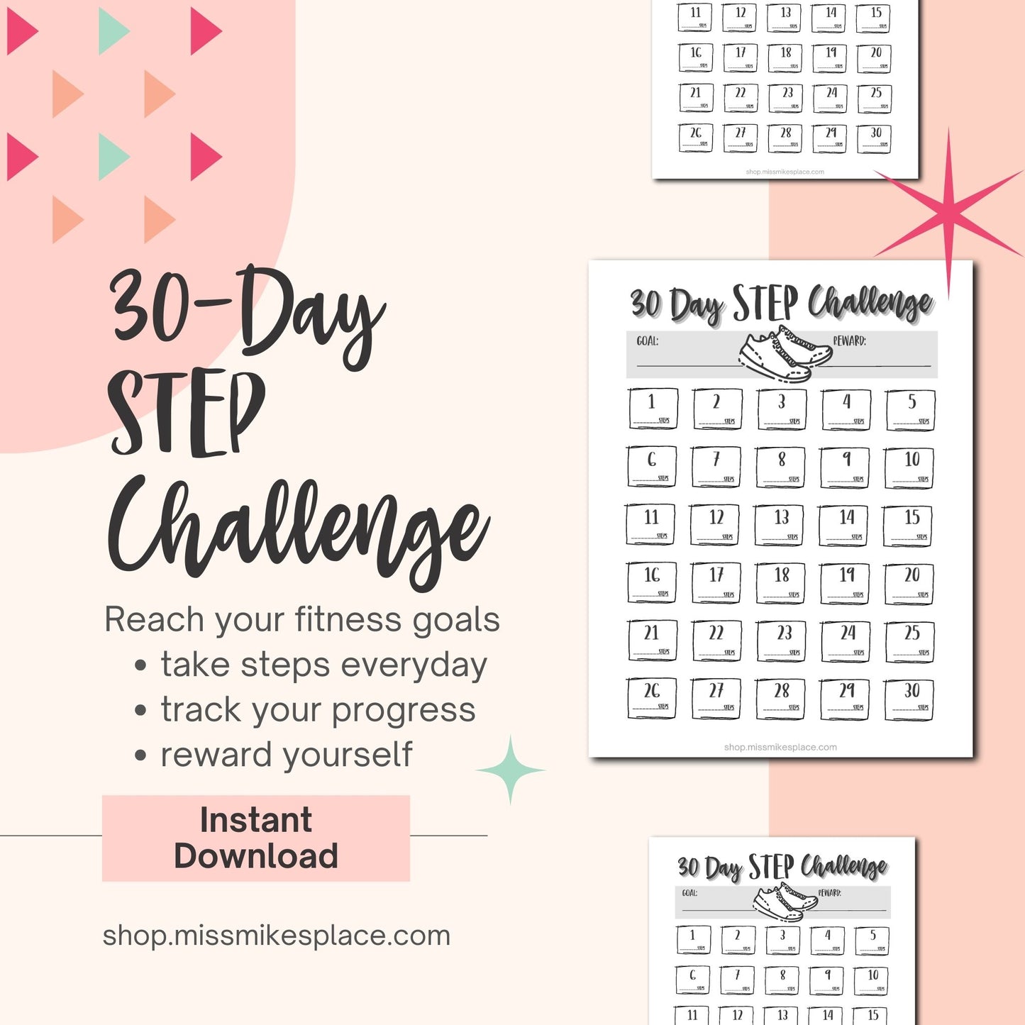 30 Day Step Challenge printable tracker