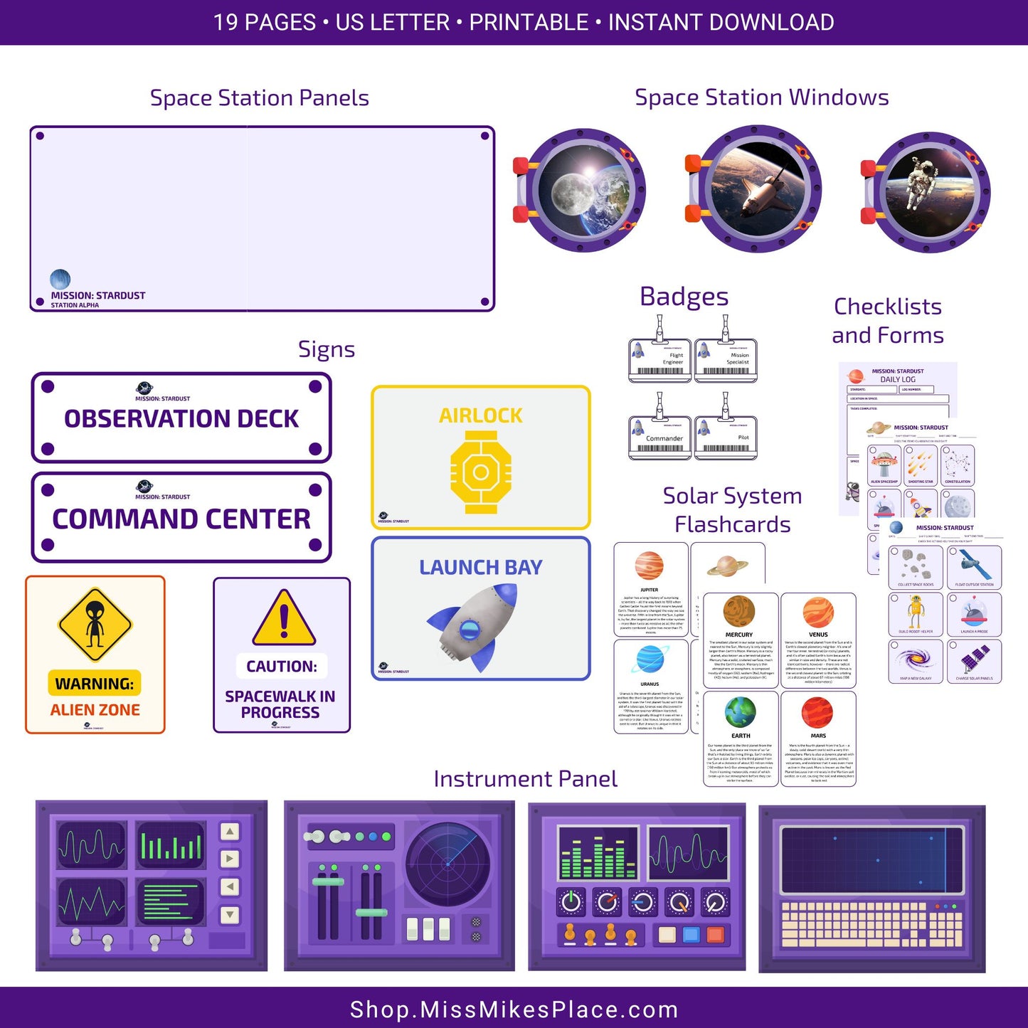 Space Station Pretend Play Printable Kit for Kids