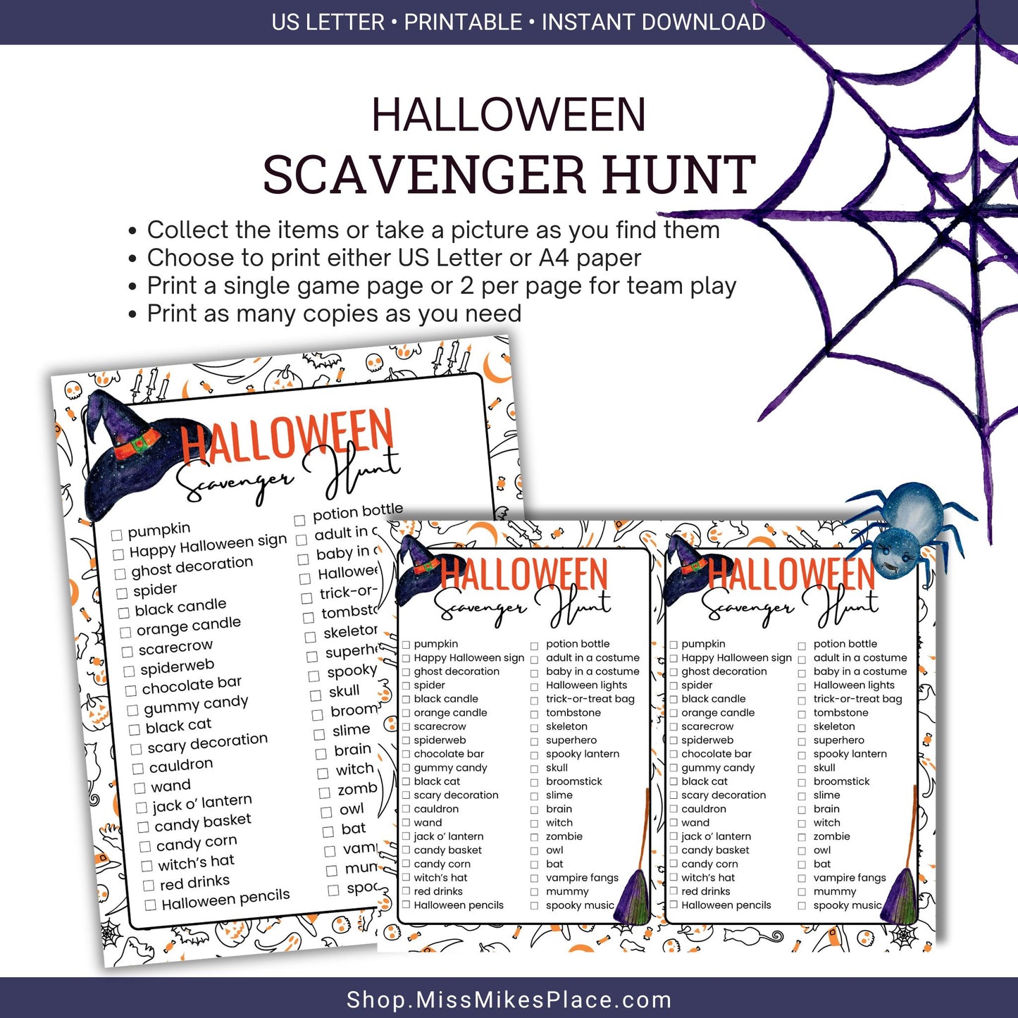 Halloween Scavenver Hunt printable game