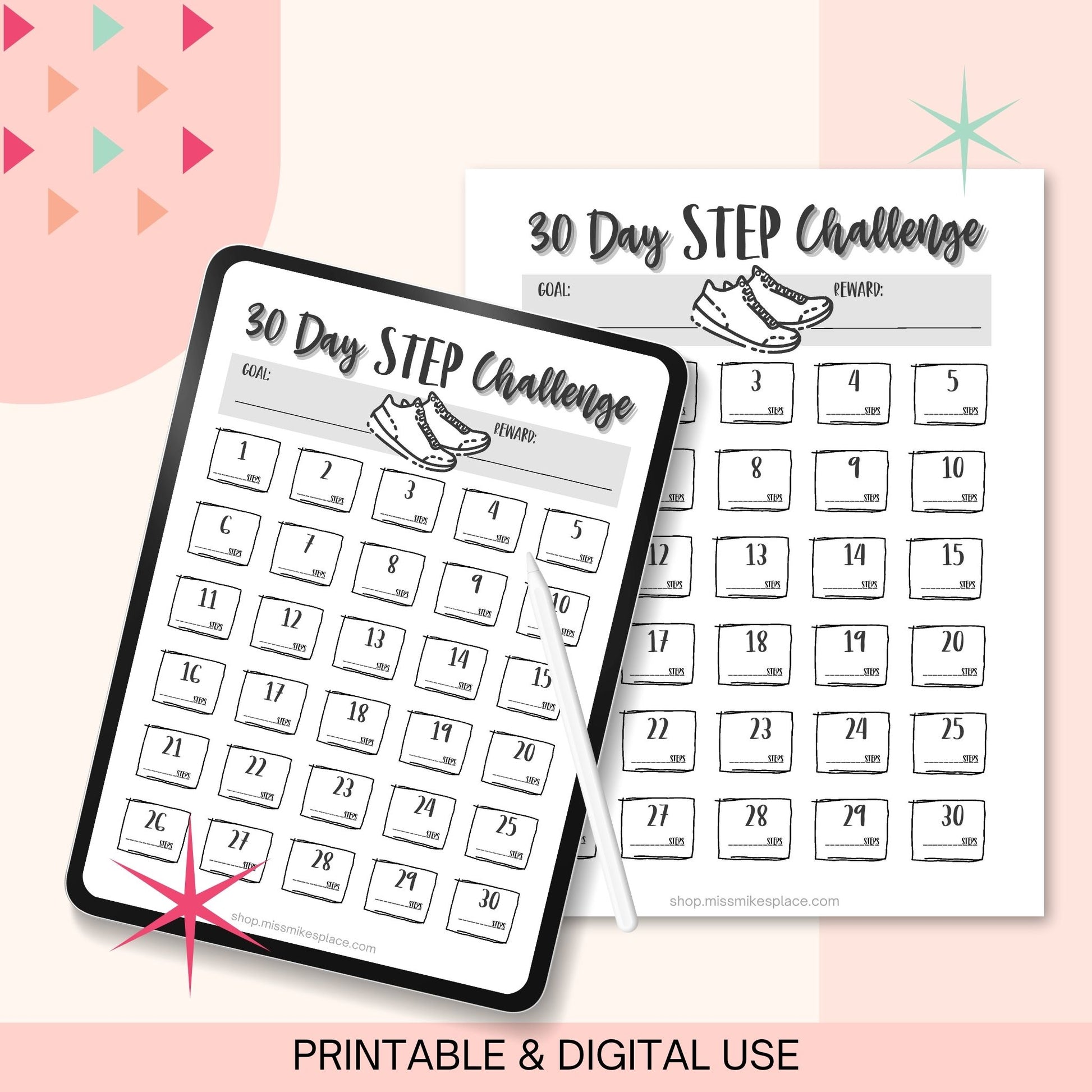 30 Day Step Challenge printable tracker – Miss Mike's Place