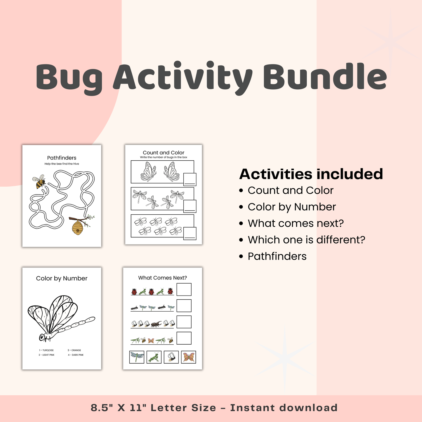Bug Activity Bundle for Math and Early Learning printable pack