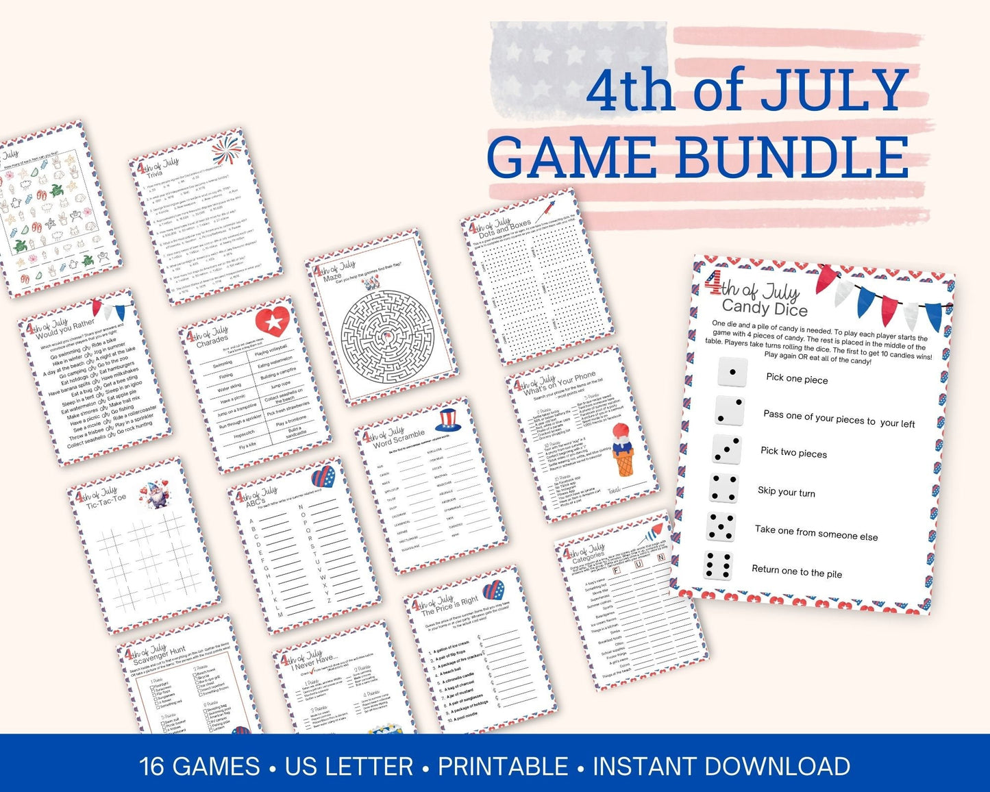 4th of July Party Printable Party Games