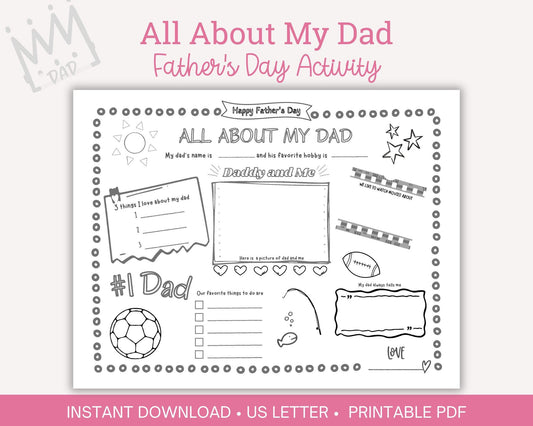 All About My Dad printable activity sheet