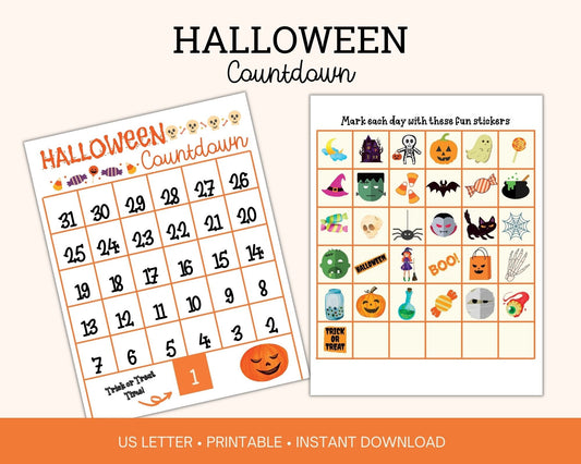 Printable Halloween advent calendar with stickers