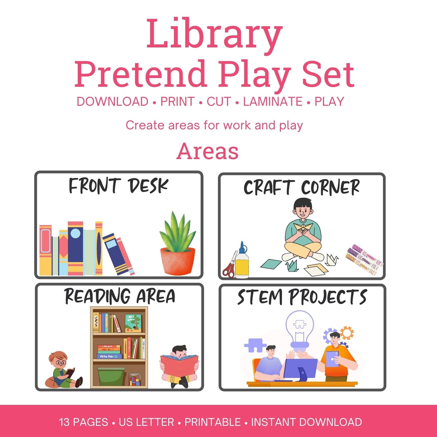 Printable Library Dramatic play kit for kids