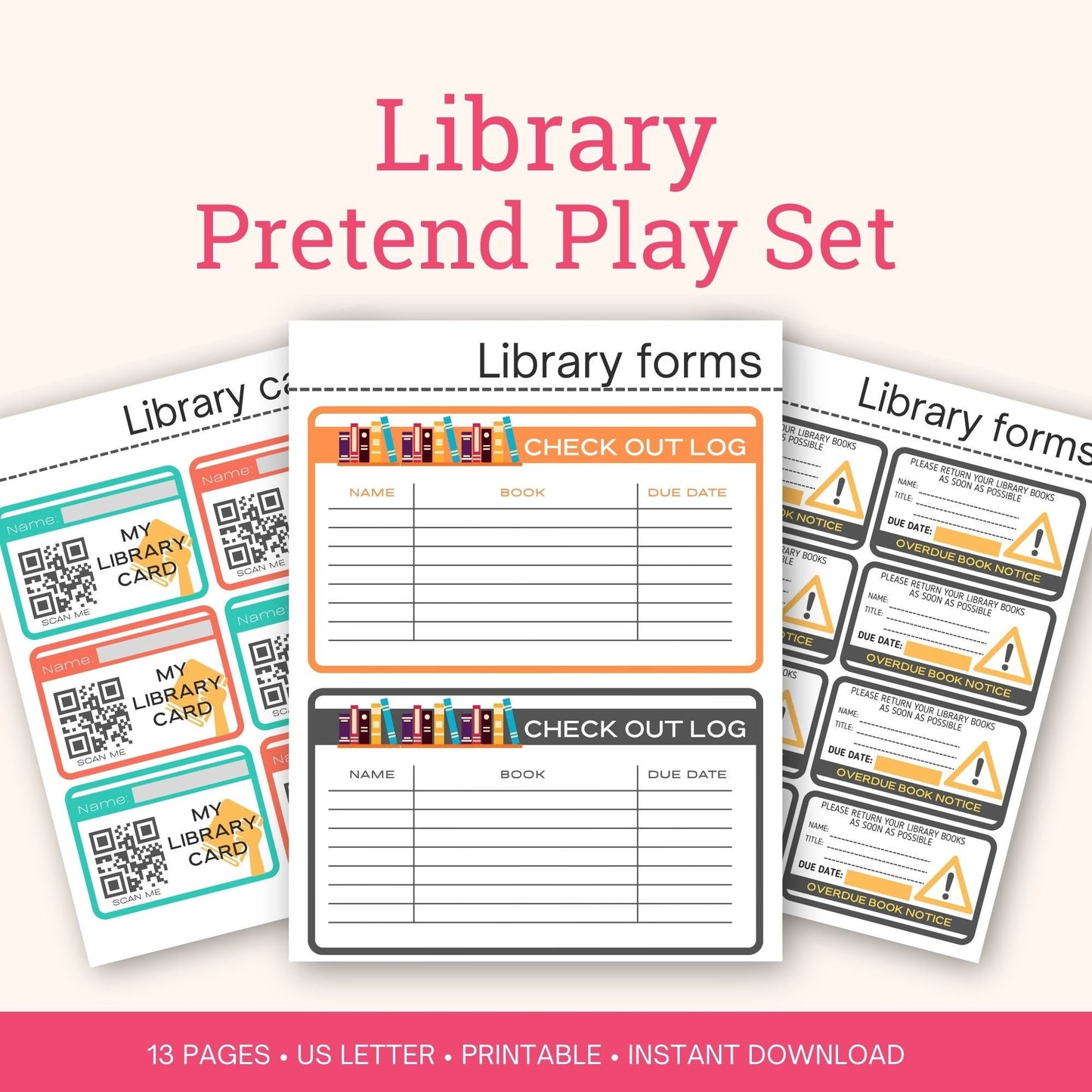Printable Library Dramatic play kit for kids