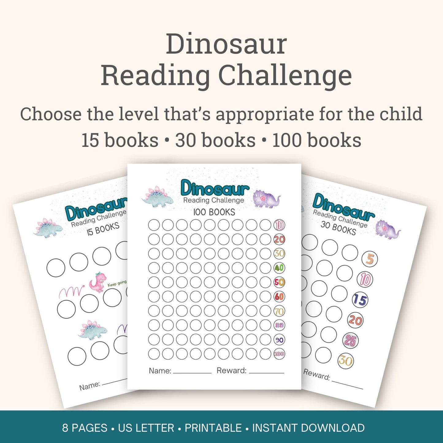 Printable Dinosaur Reading Challenge for Kids