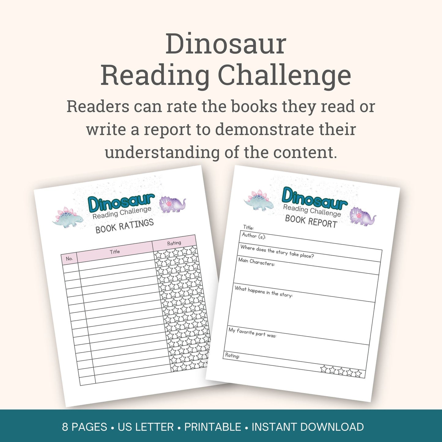Printable Dinosaur Reading Challenge for Kids