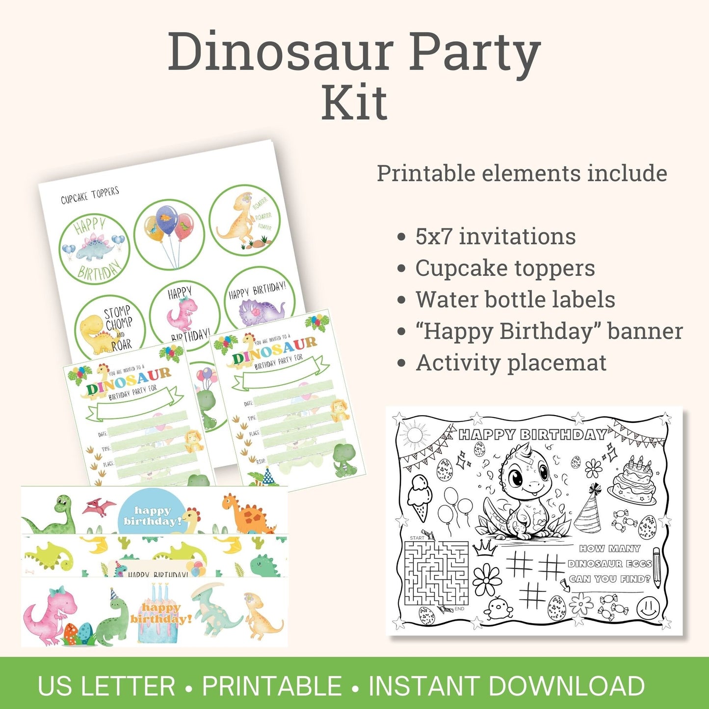 Dinosaur Birthday Party printable kit