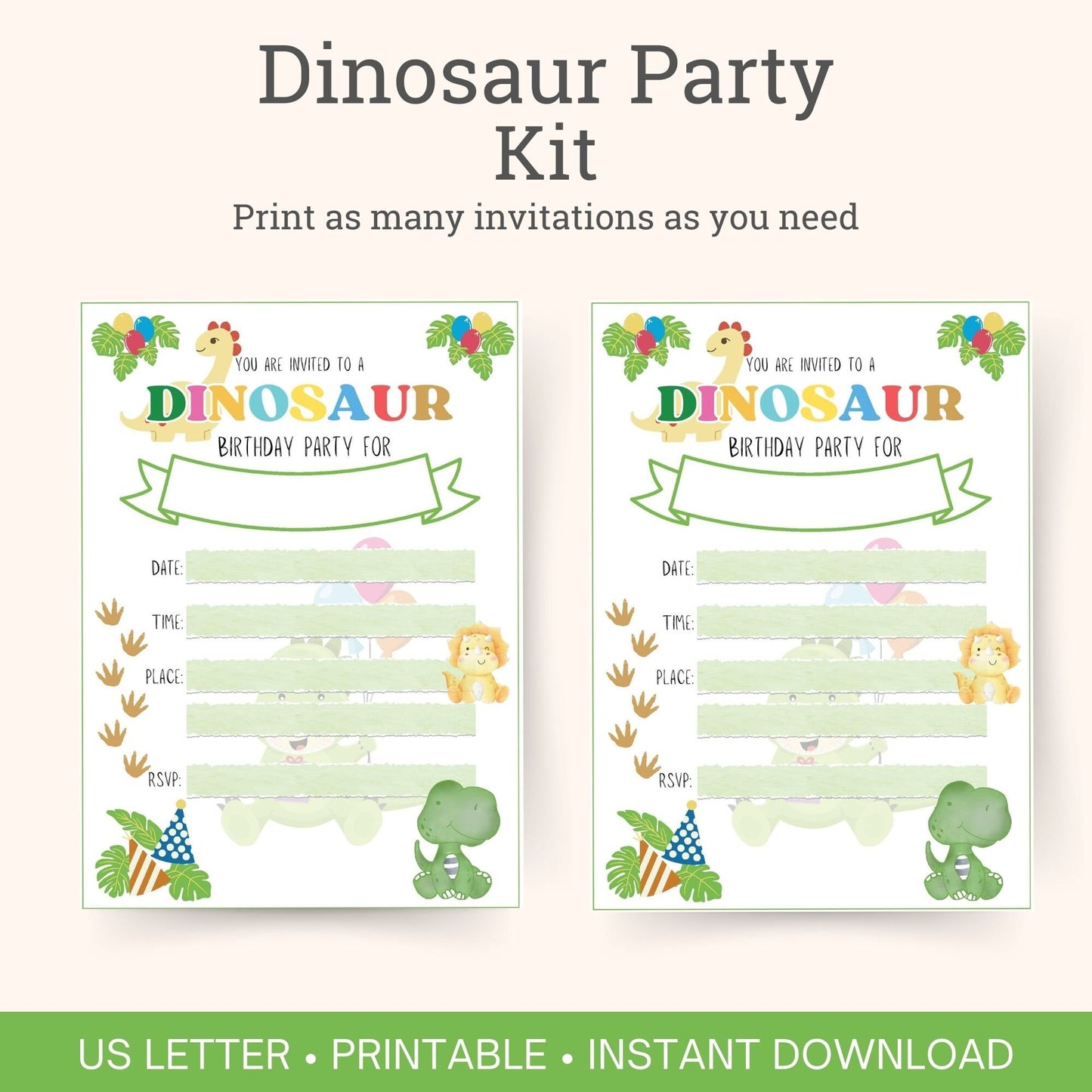 Dinosaur Birthday Party printable kit