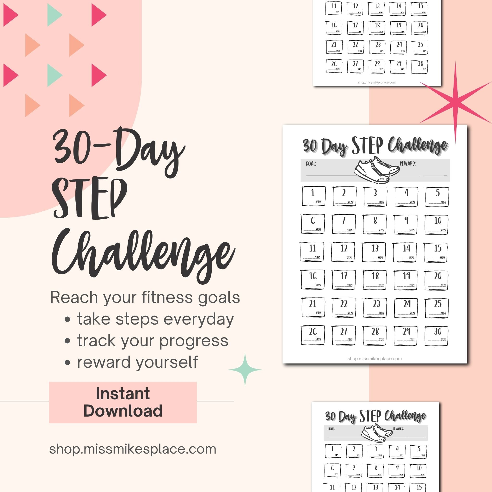 30 Day Step Challenge printable tracker – Miss Mike's Place